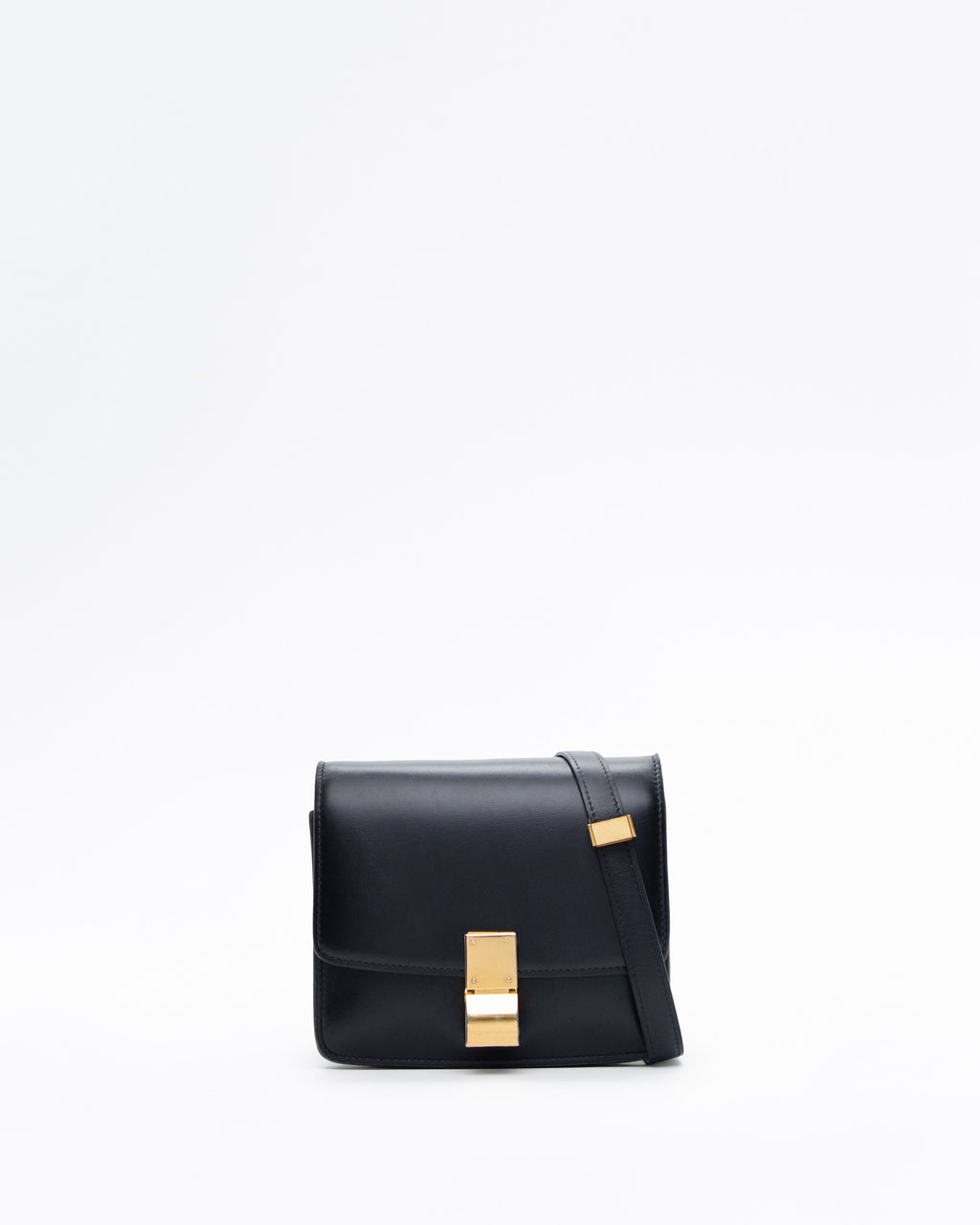 Celine Classic Box Small Bag Black Calfskin - Front view
