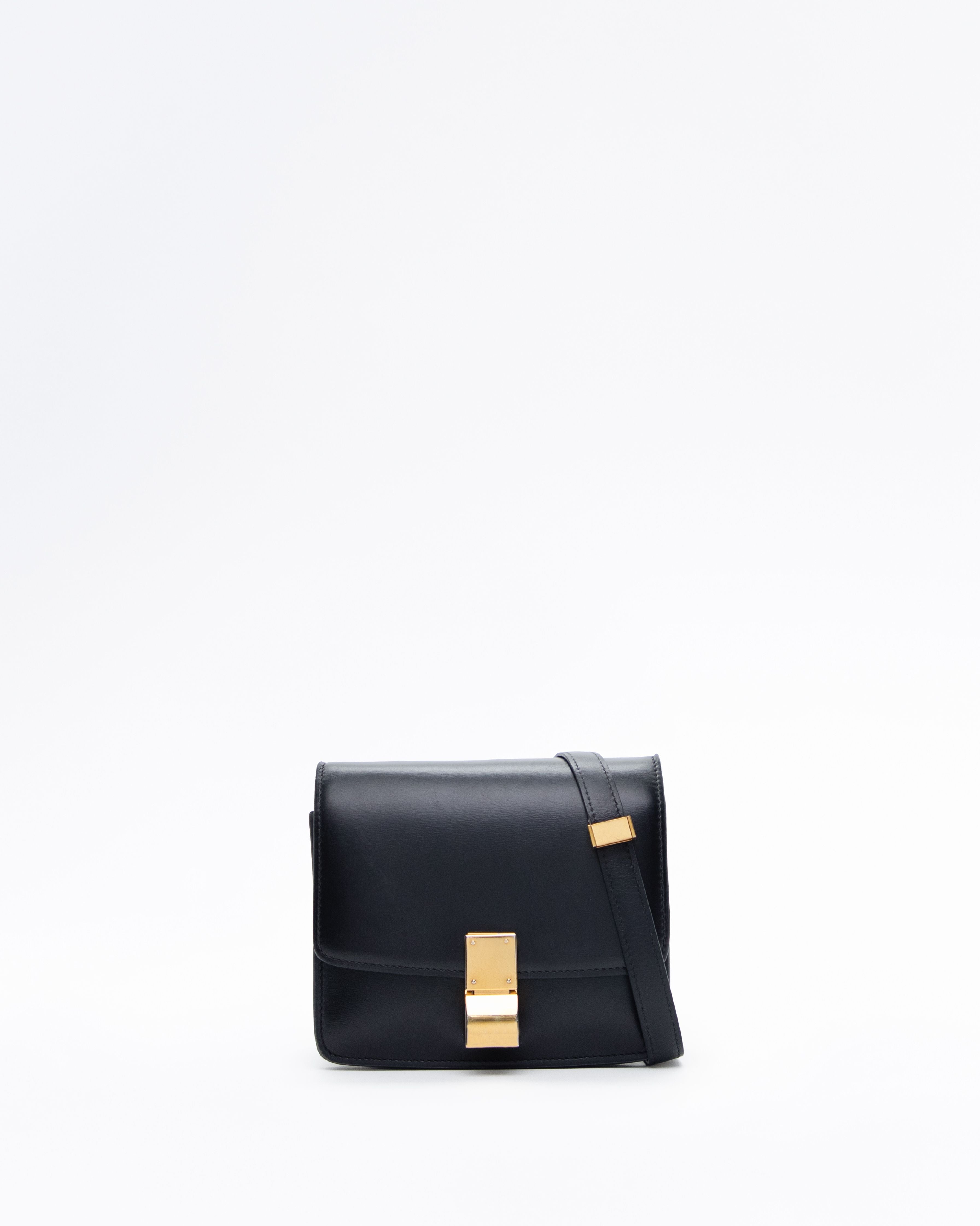 Celine Classic Box Small Bag Black Calfskin - Front view