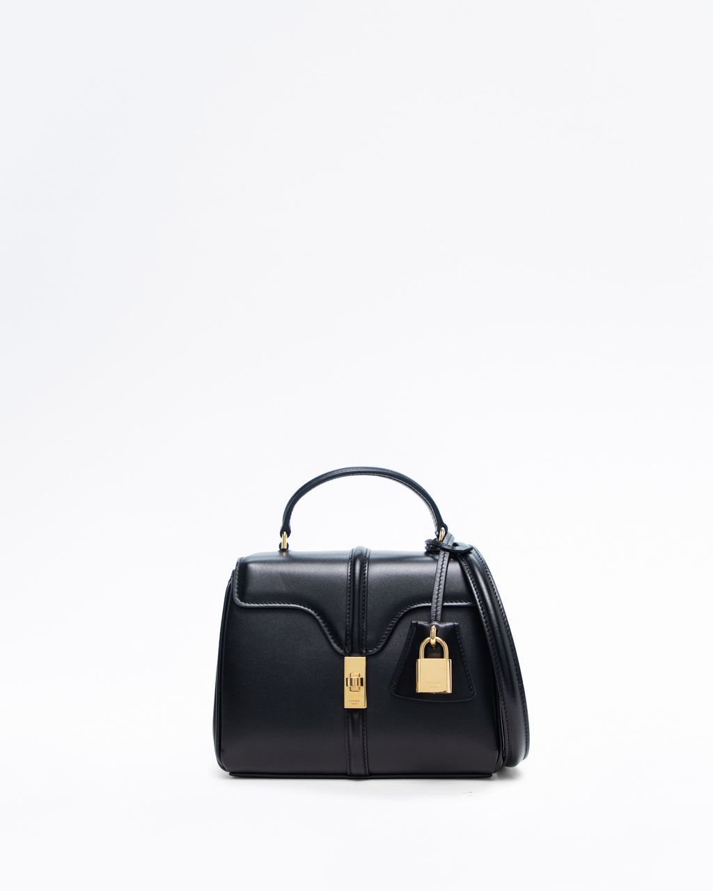 Celine Mini 16 Calfskin Bag Black - Front view