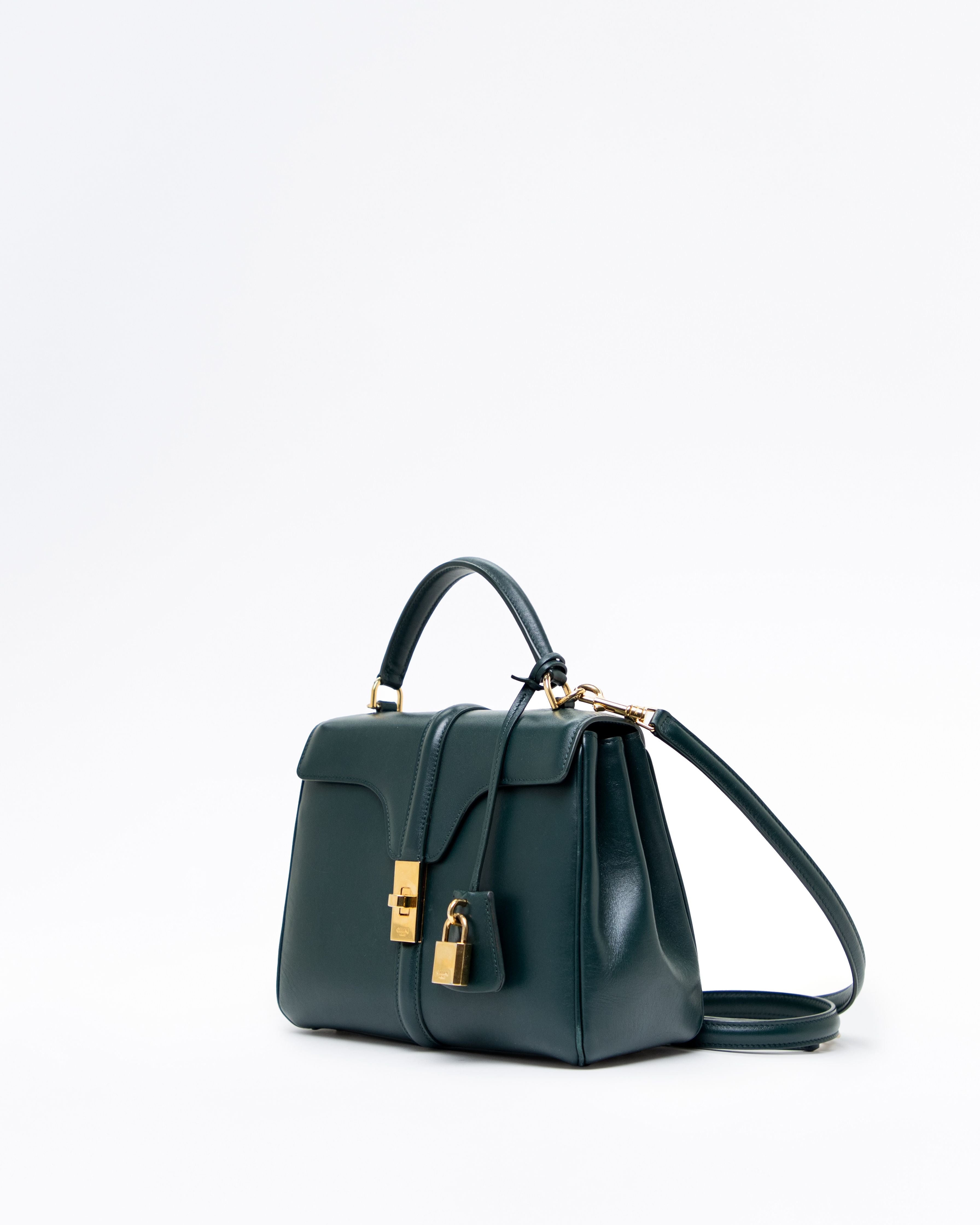 Celine Small 16 Calfskin Bag Black - 3/4 front view