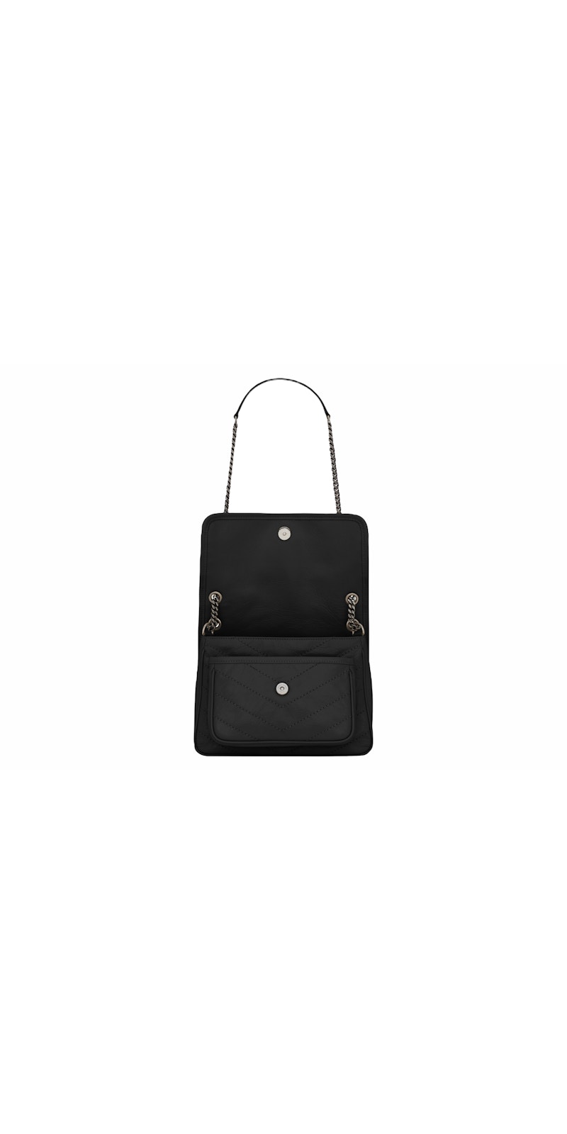Interior/back view — Saint Laurent Niki Baby Shoulder Bag, open flap showing interior organisation