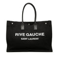 SAINT LAURENT RIVE GAUCHE LARGE TOTE IN CANVAS AND LEATHER - FRONT VIEW