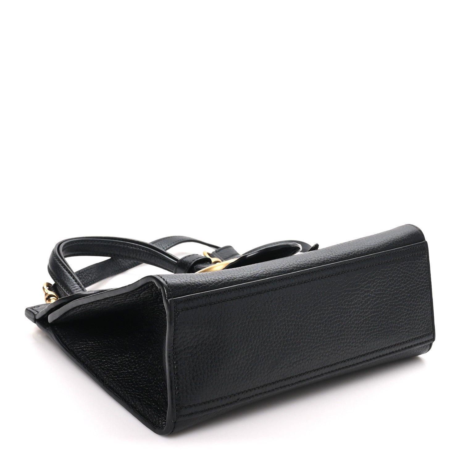 Gucci Calfskin Small GG Marmont Top Handle Bag Black