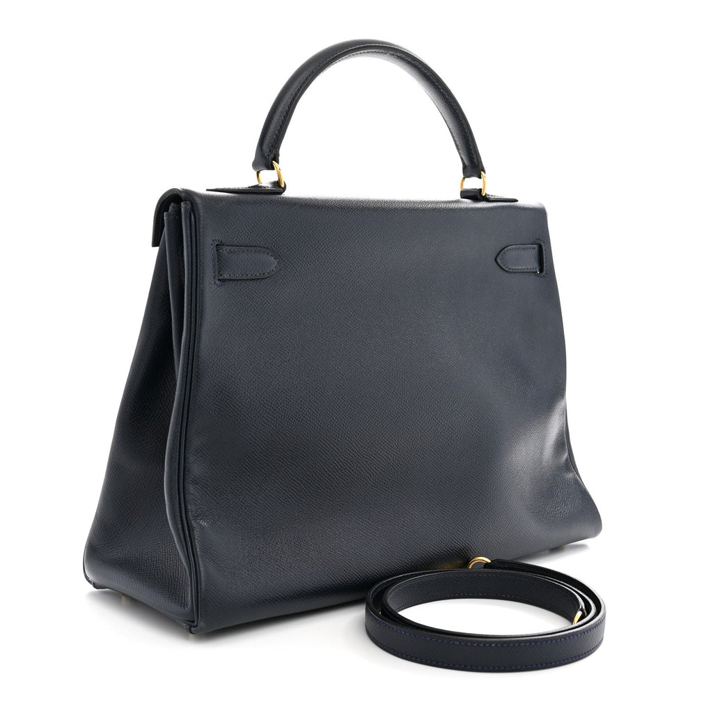 Hermès Courchevel Kelly Retourne 32 Bleu Indigo