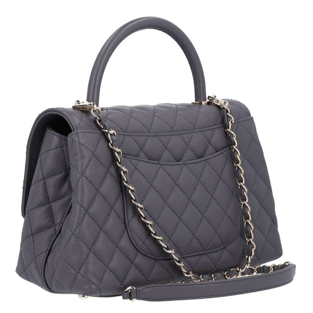 Chanel Caviar Quilted Small Coco Handle Flap Dark Grey