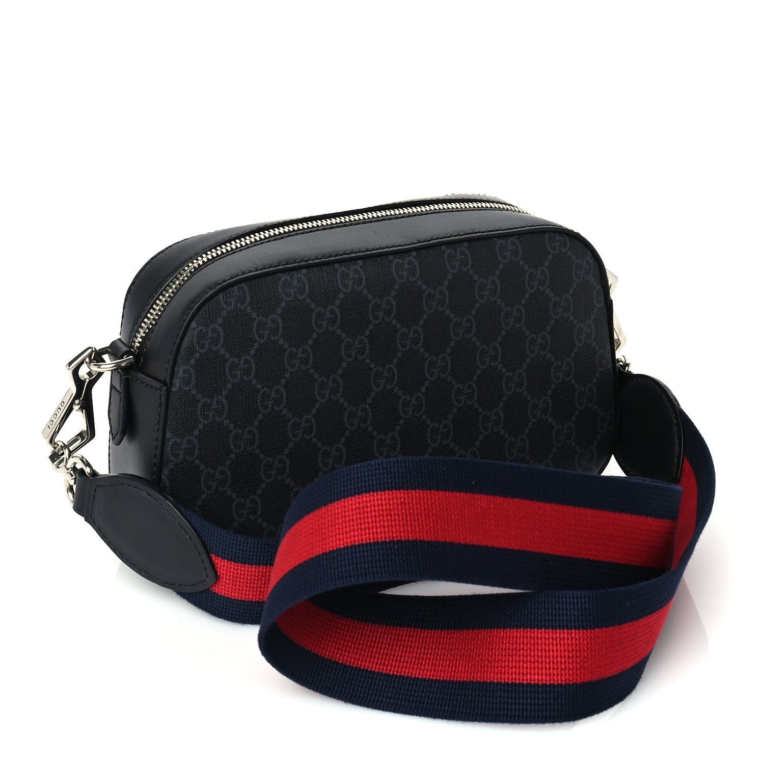 Gucci GG Supreme Monogram Web Shoulder Bag Black
