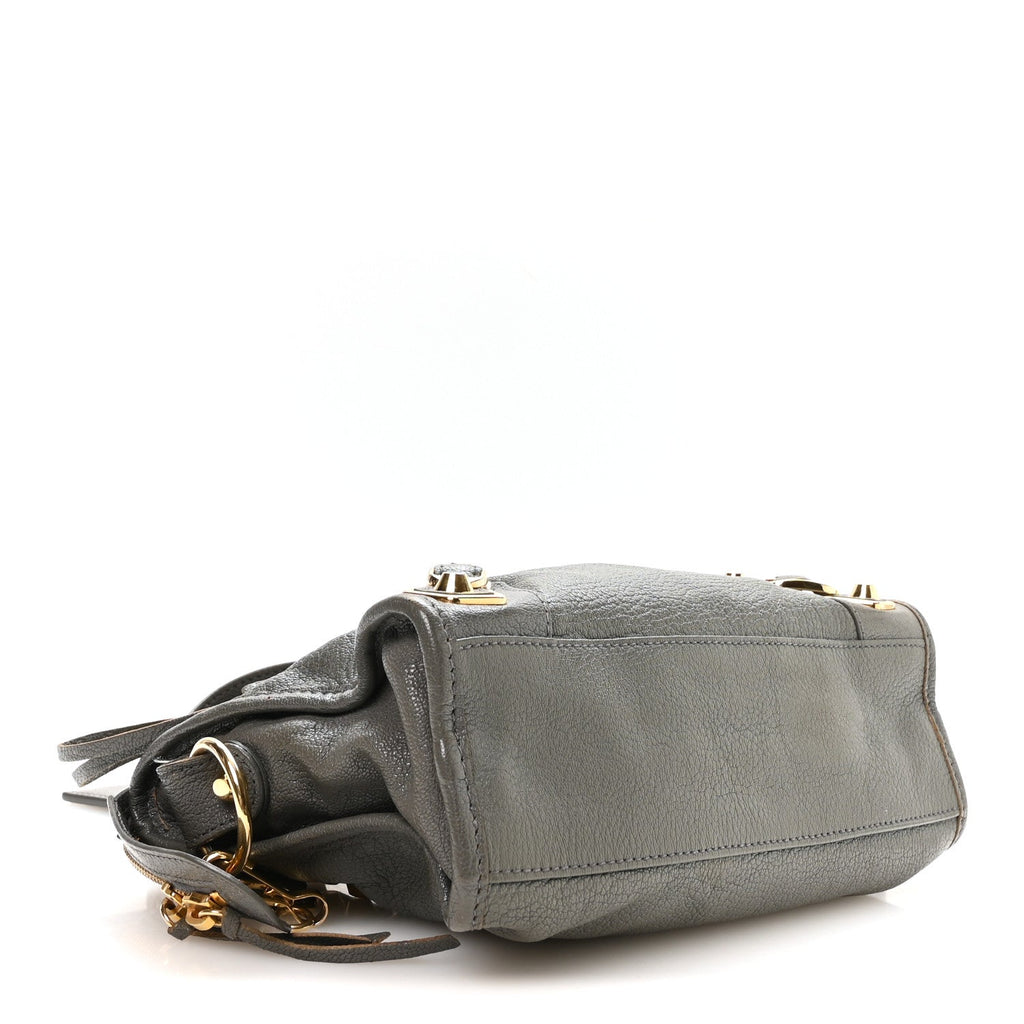 Balenciaga Chevre Gold Metallic Edge Hardware Mini City Gris Acier