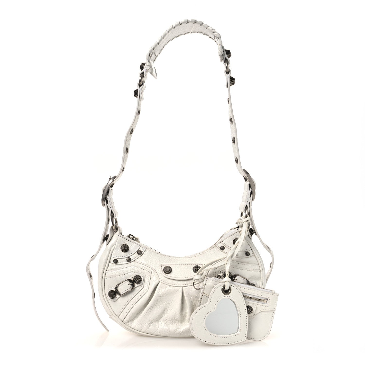 Balenciaga Agneau Arena Le Cagole Shoulder Bag XS Optic White