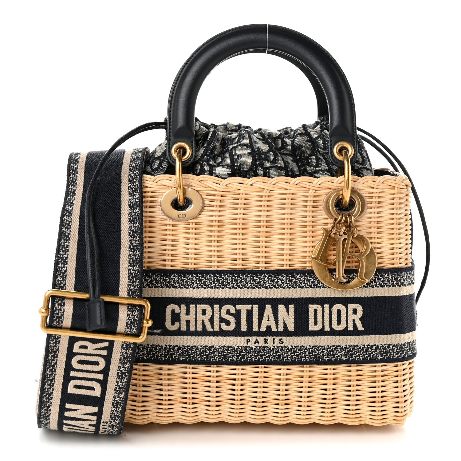 Dior Wicker Oblique Medium Lady Dior Bag Blue