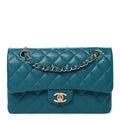 Chanel Caviar Quilted Small Double Flap Turquoise