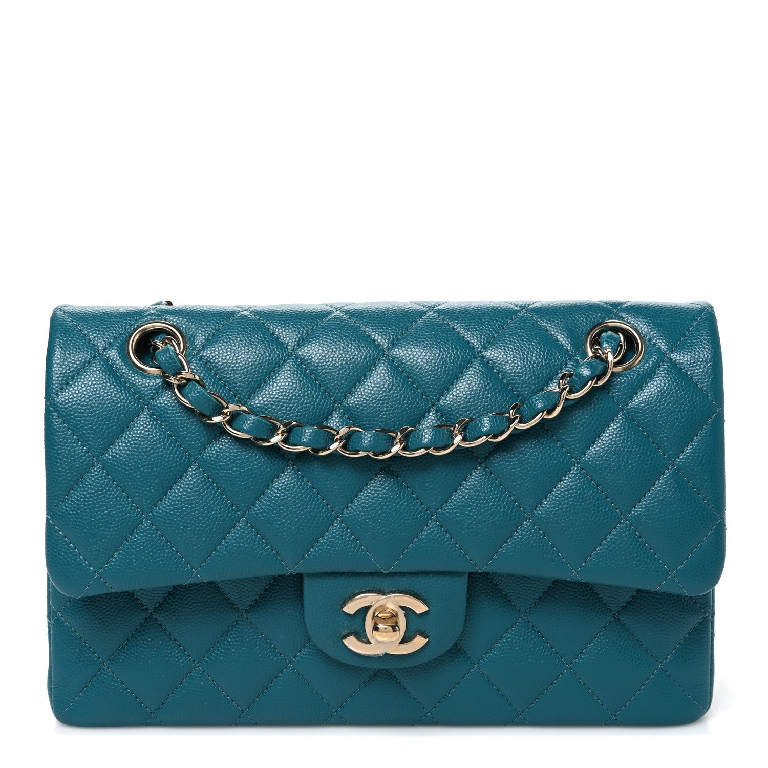 Chanel Caviar Quilted Small Double Flap Turquoise