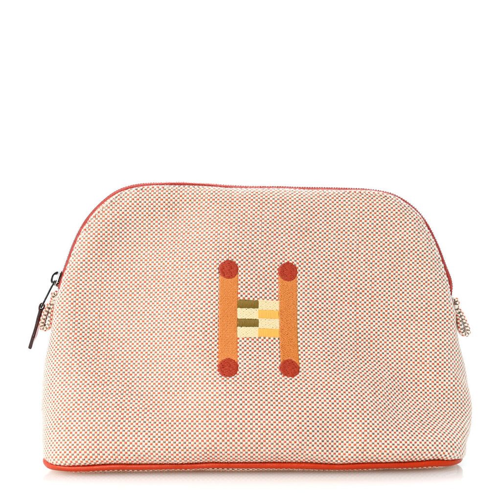 Hermès Cotton Canvas Crazy H Medium Bolide Case Orange Ficelle