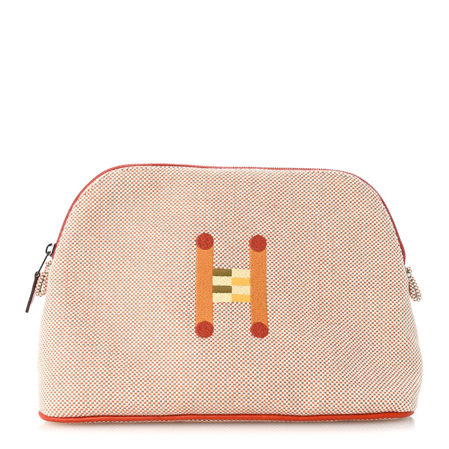 Hermès Cotton Canvas Crazy H Medium Bolide Case Orange Ficelle