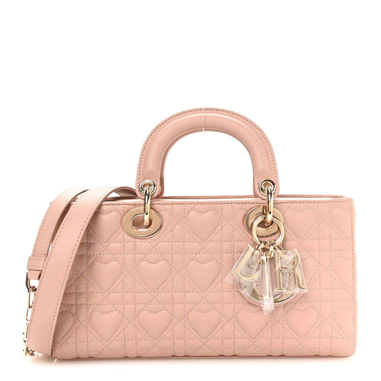 Dior Lambskin Cannage Heart Medium Lady D-Joy Rose Des Vents