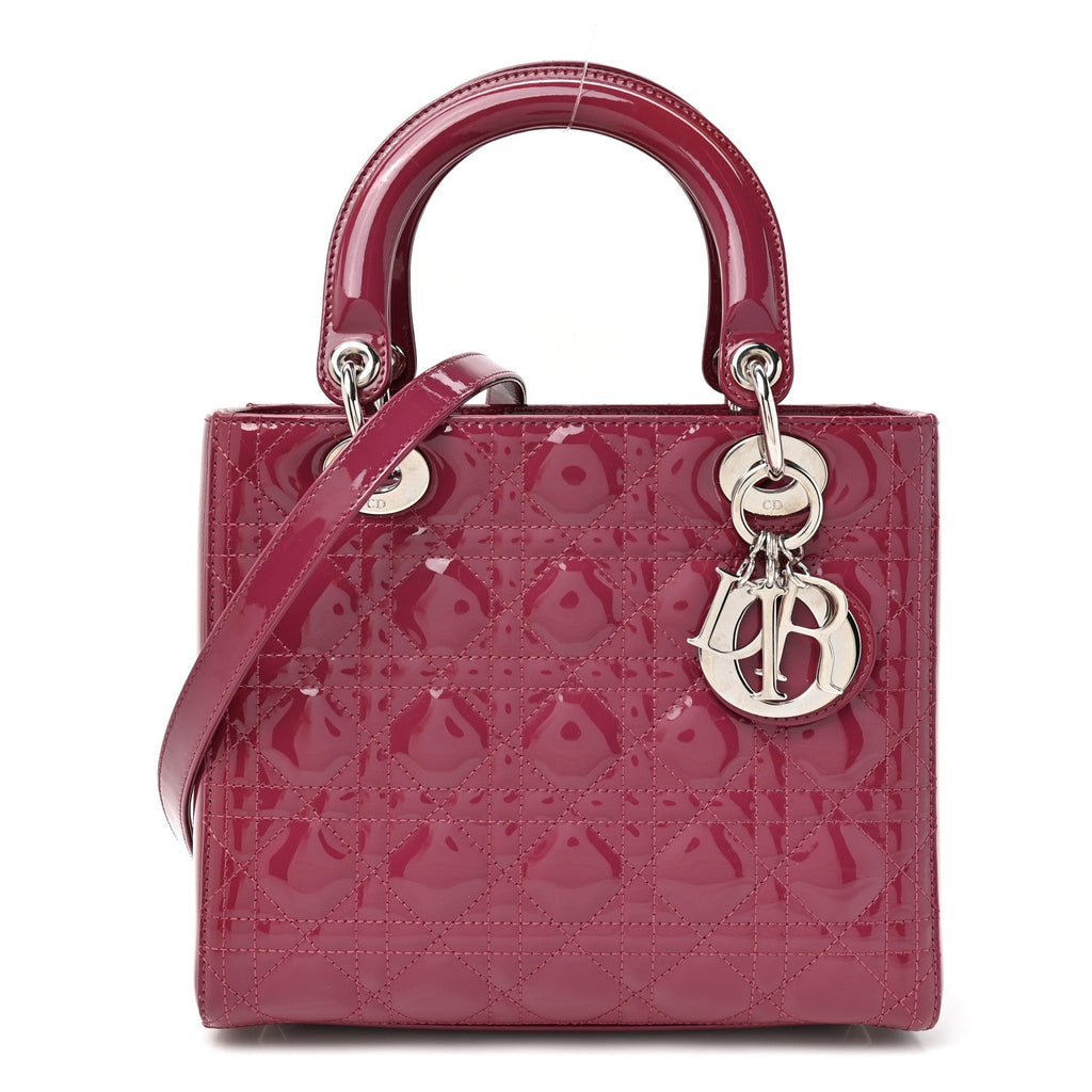 Dior Patent Cannage Medium Lady Dior Dark Pink