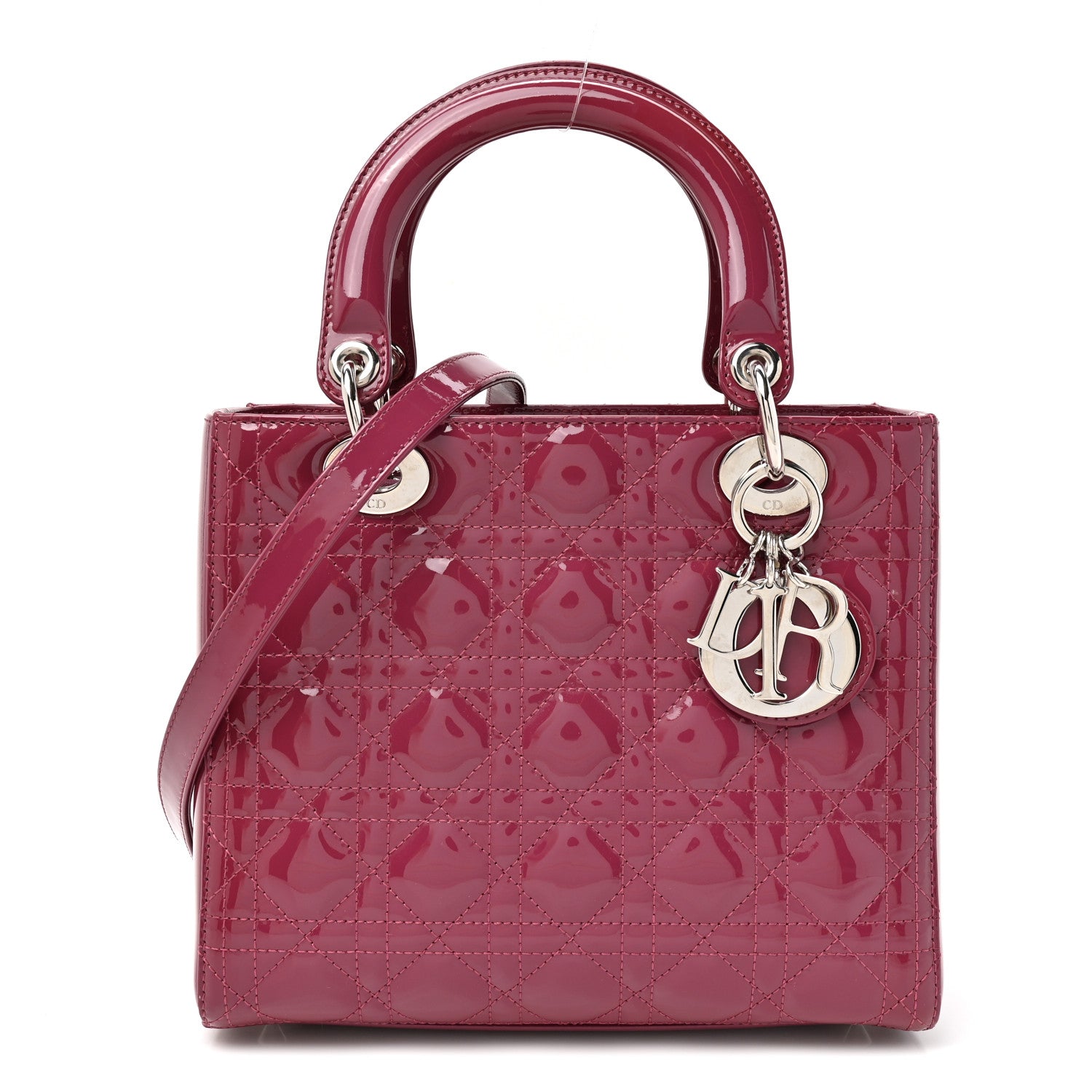 Dior Patent Cannage Medium Lady Dior Dark Pink