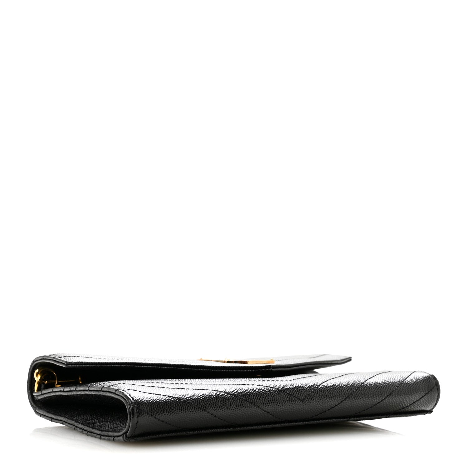 Saint Laurent Grain De Poudre Matelasse Chevron Monogram Envelope Clutch Black