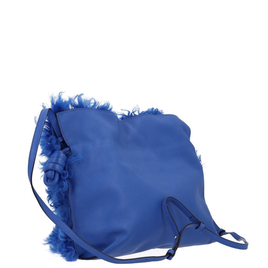 Loewe Nappa Shearling Flamenco Knot Clutch Blue
