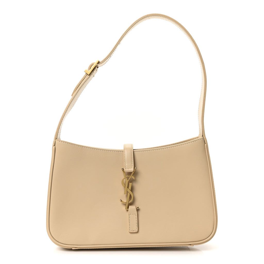 Saint Laurent Smooth Calfskin Le 5 A 7 Hobo Dark Beige