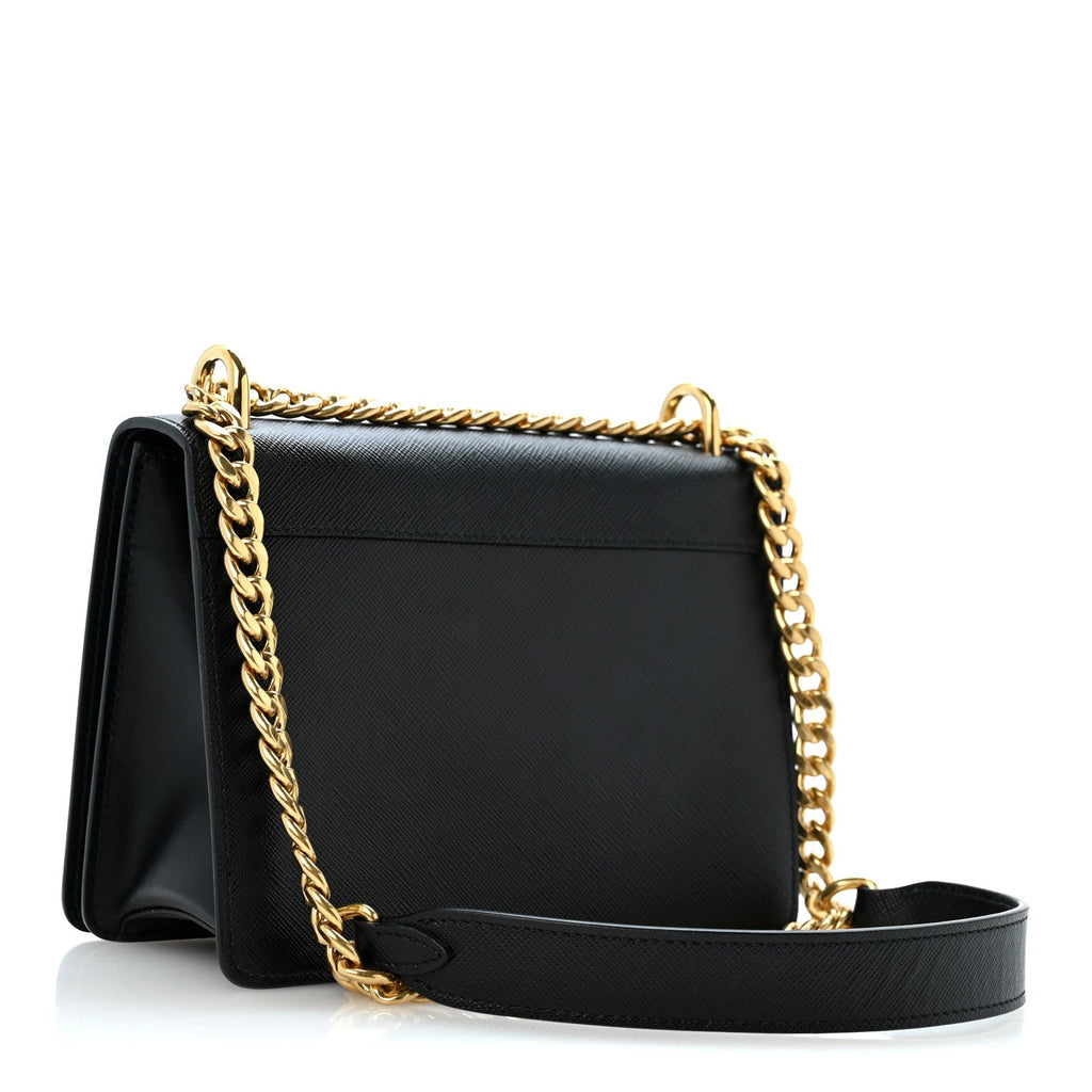 Prada Saffiano Chain Shoulder Bag Black