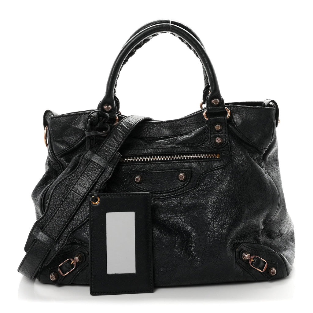 Balenciaga Agneau Giant 12 Rose Gold Hardware Velo Black