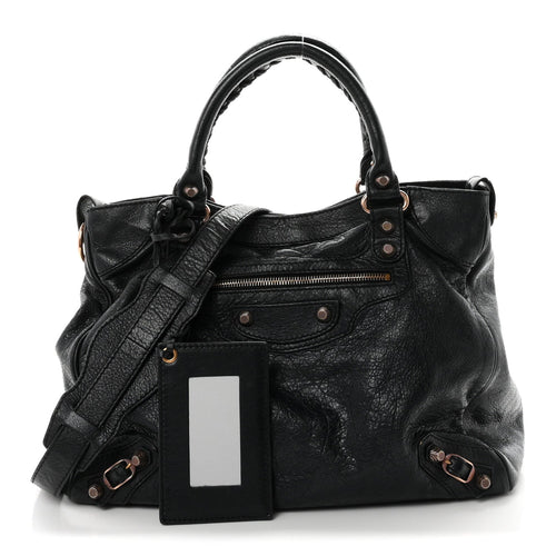 Balenciaga Agneau Giant 12 Rose Gold Hardware Velo Black