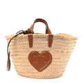 Celine Raffia Calfskin Heart Triomphe Teen Panier Tan