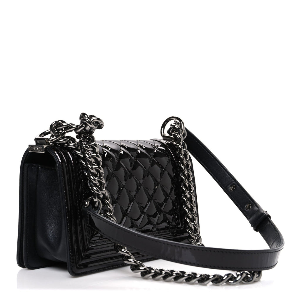 Chanel Patent Calfskin Quilted Small Boy Flap Burgundy