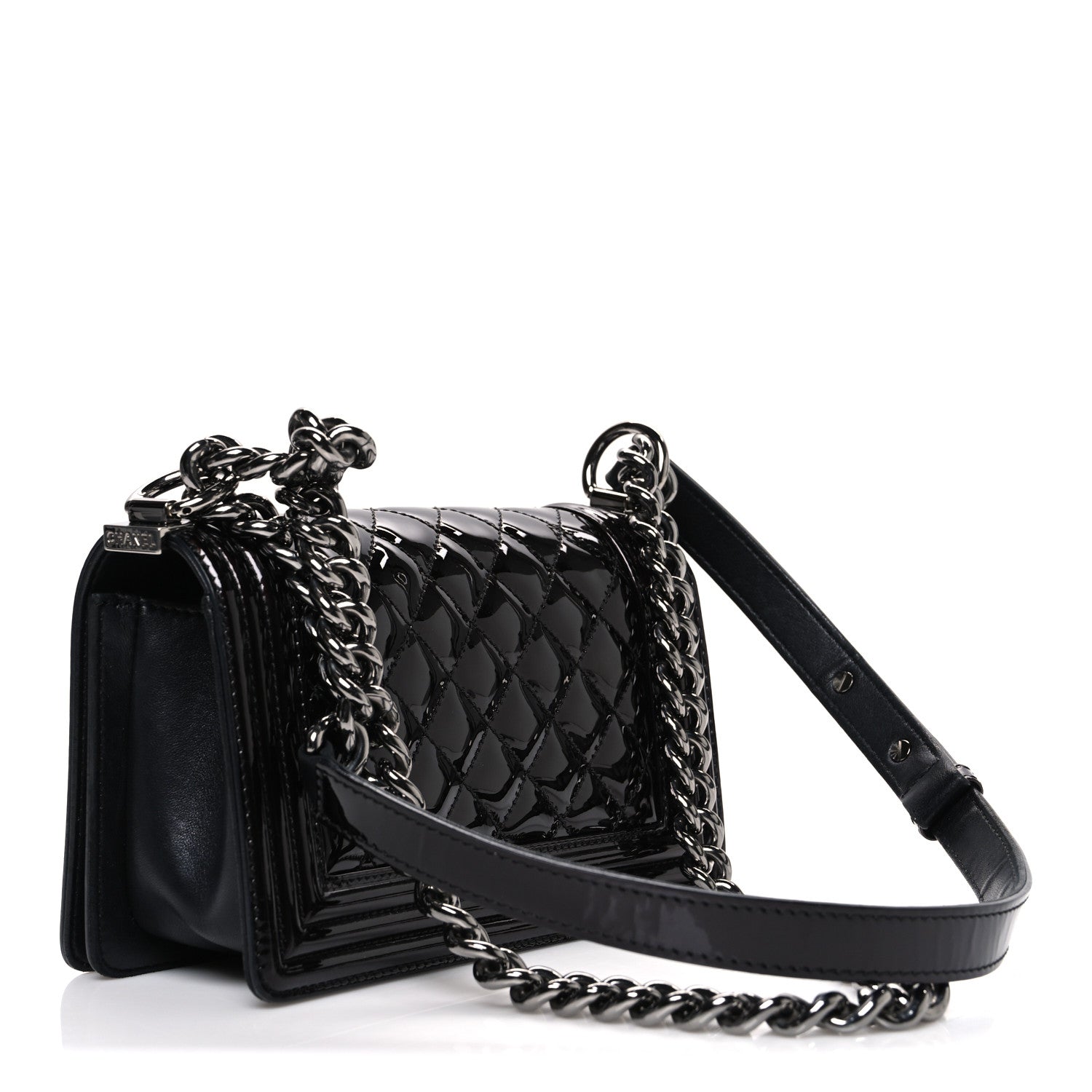 Chanel Patent Calfskin Quilted Small Boy Flap Burgundy
