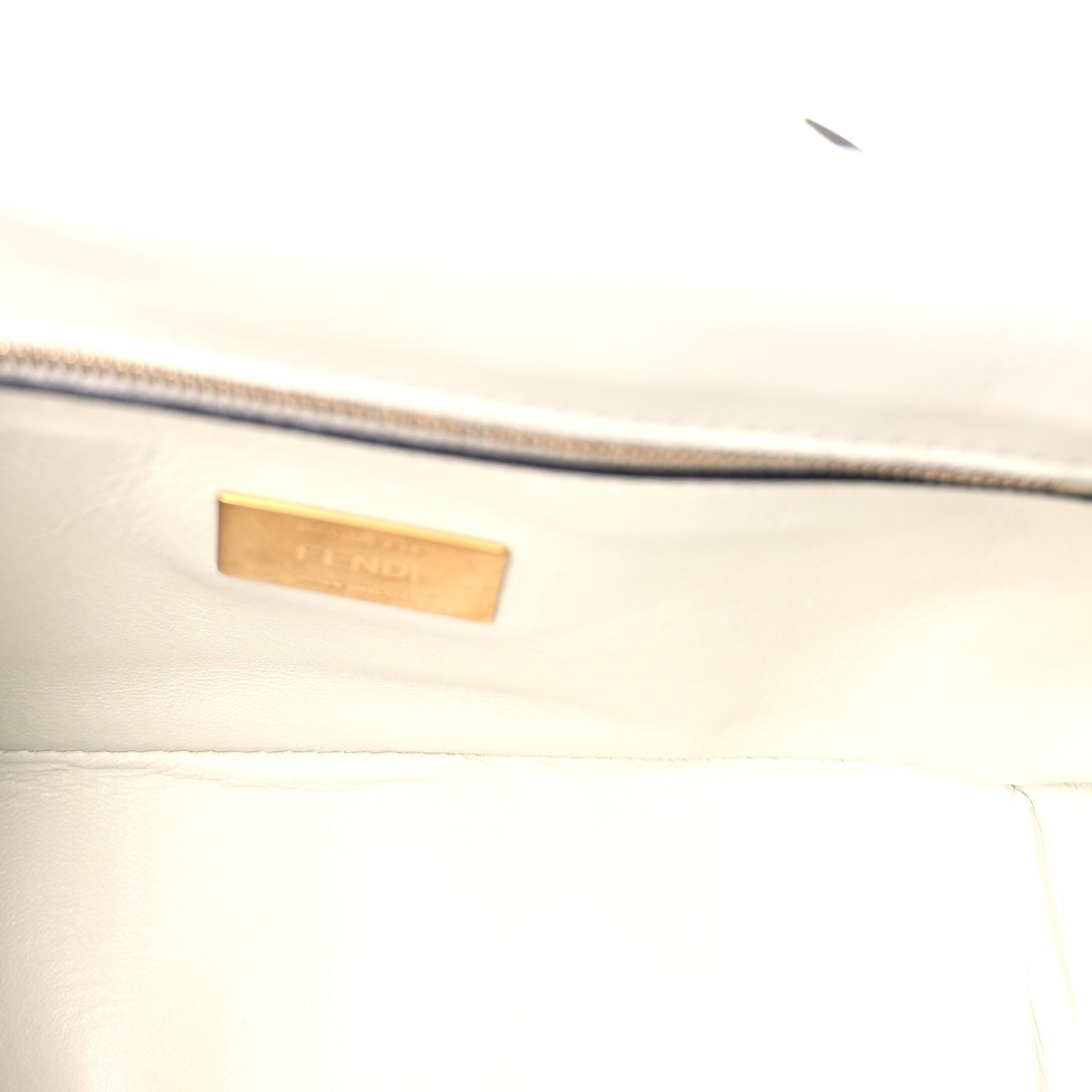 Fendi Nappa Small FF Embossed Midi Chain Baguette White