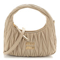 Miu Miu Nappa Matelasse Small Wander Hobo Sabbia