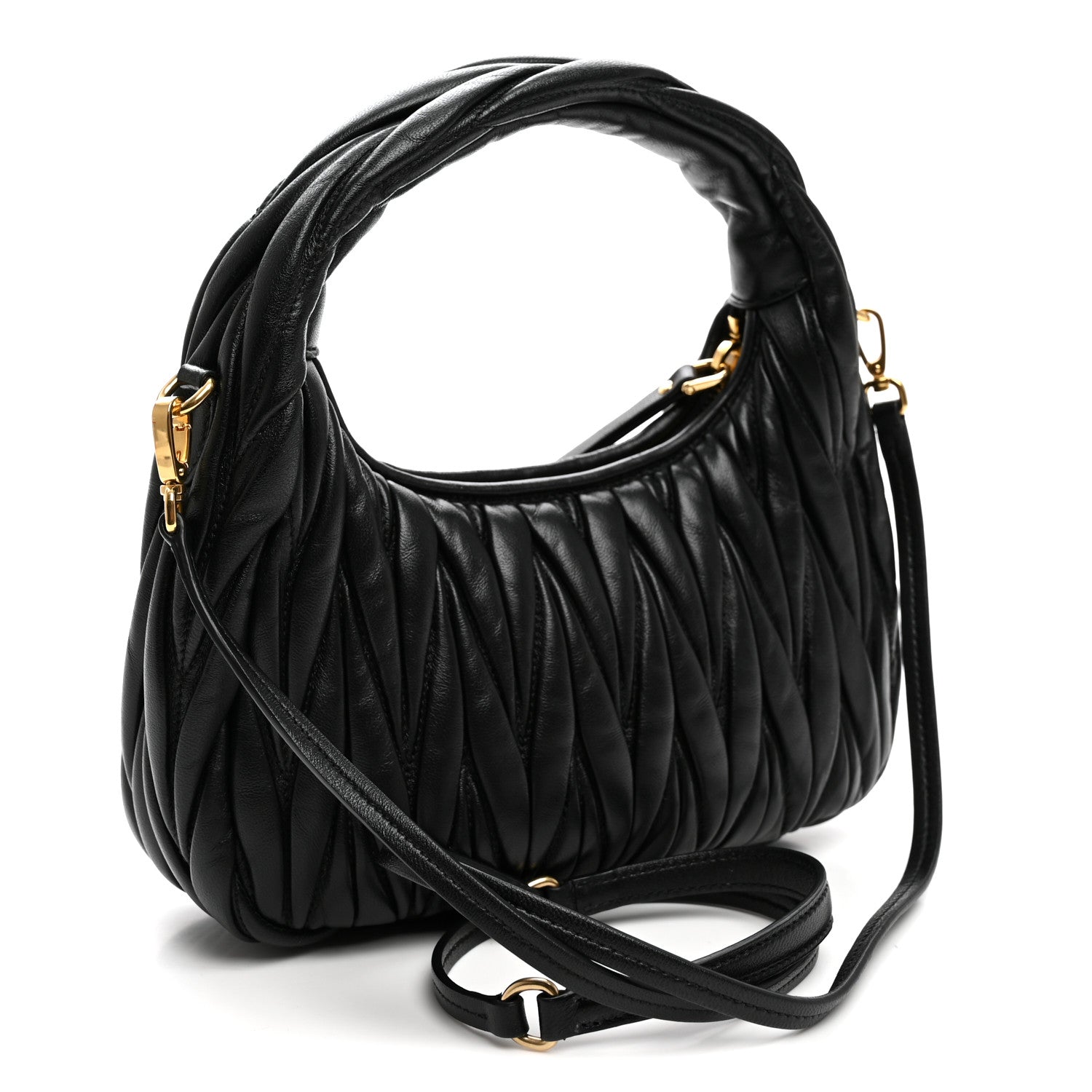 Miu Miu Nappa Matelasse Small Wander Hobo Black
