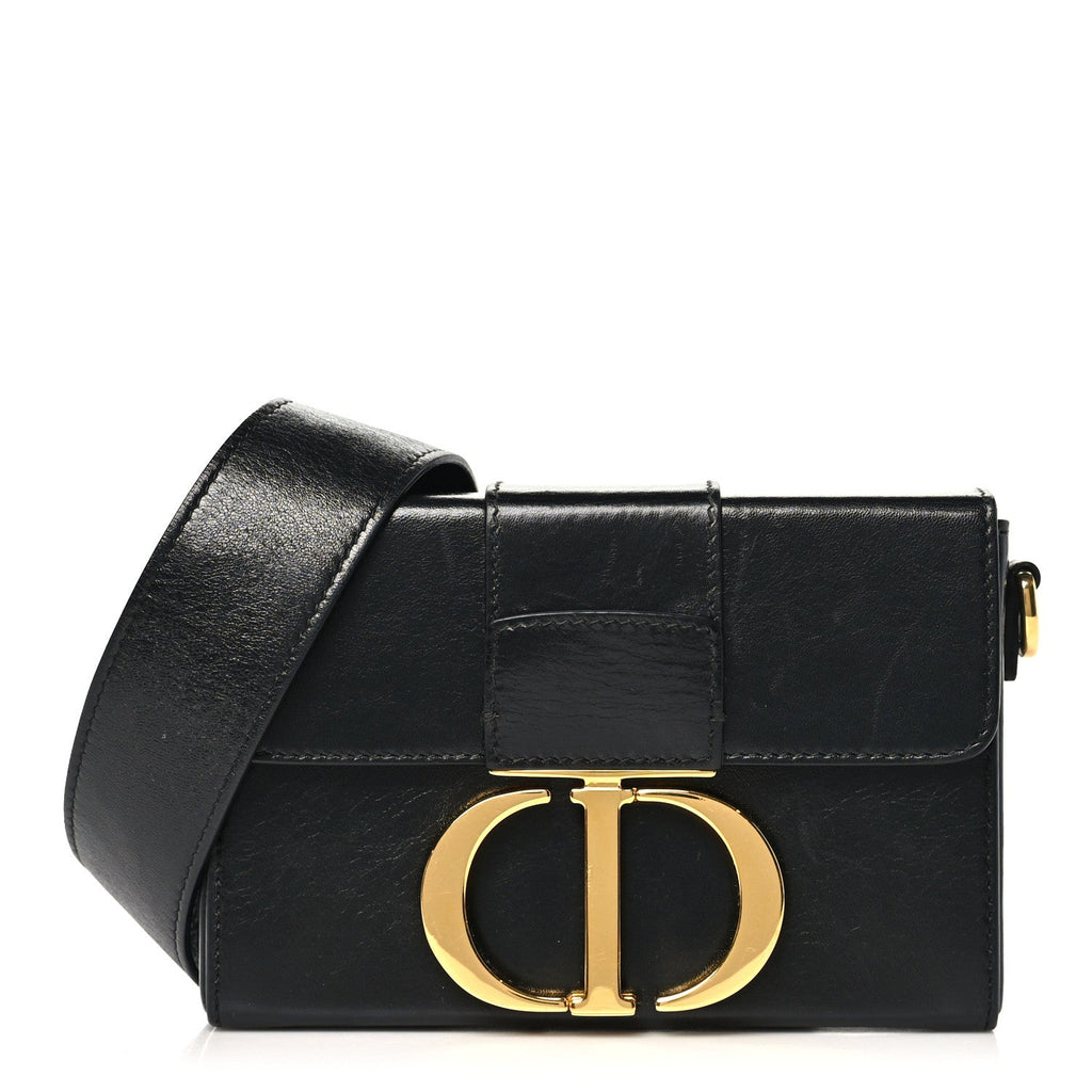 Dior Crackled Lambskin 30 Montaigne Box Bag Black
