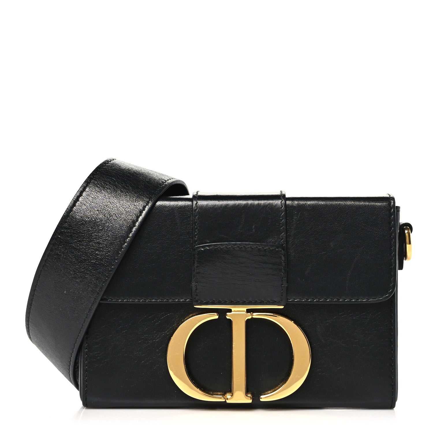 Dior Crackled Lambskin 30 Montaigne Box Bag Black