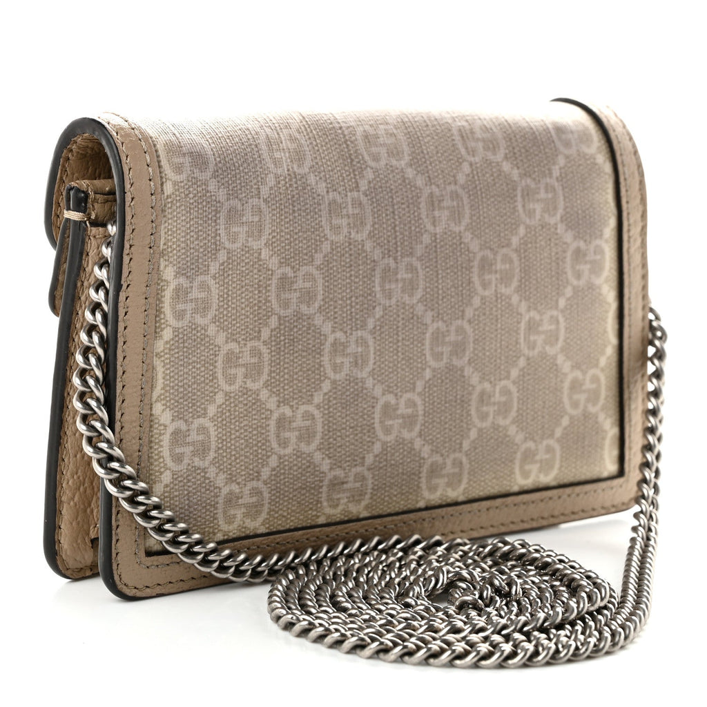 Gucci GG Supreme Monogram Textured Dollar Calfskin Super Mini Dionysus Shoulder Bag Beige Mystic White Oatmeal