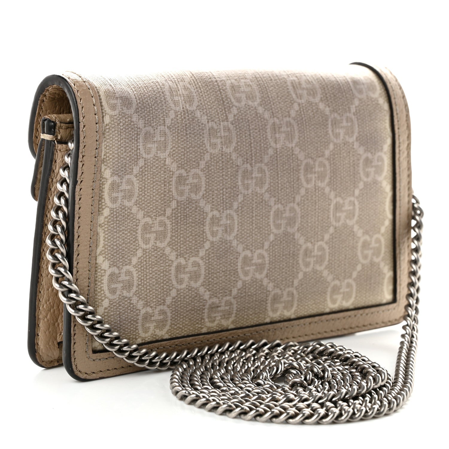 Gucci GG Supreme Monogram Textured Dollar Calfskin Super Mini Dionysus Shoulder Bag Beige Mystic White Oatmeal