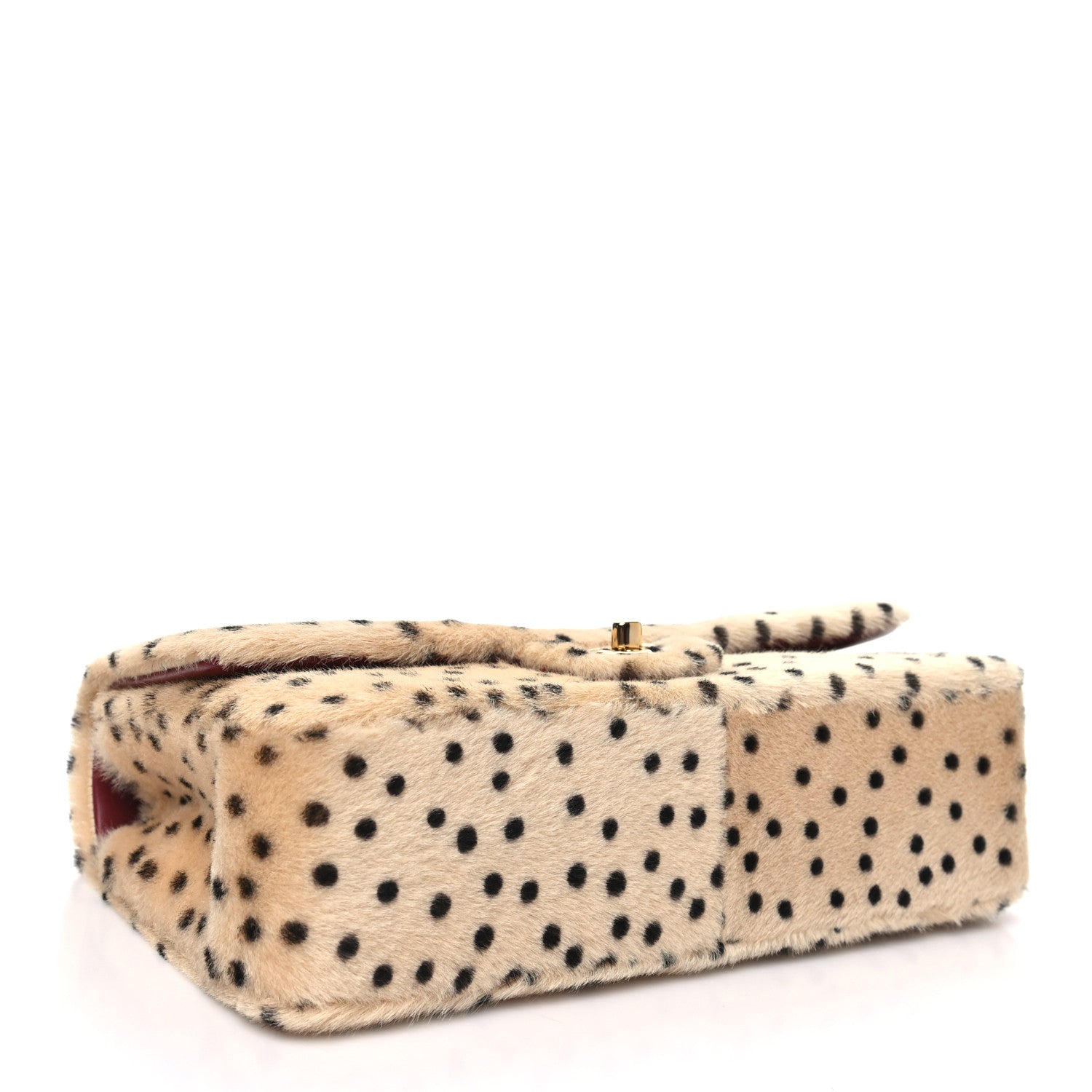 Chanel Pony Hair Cheetah Printed Flap Light Beige Black side view