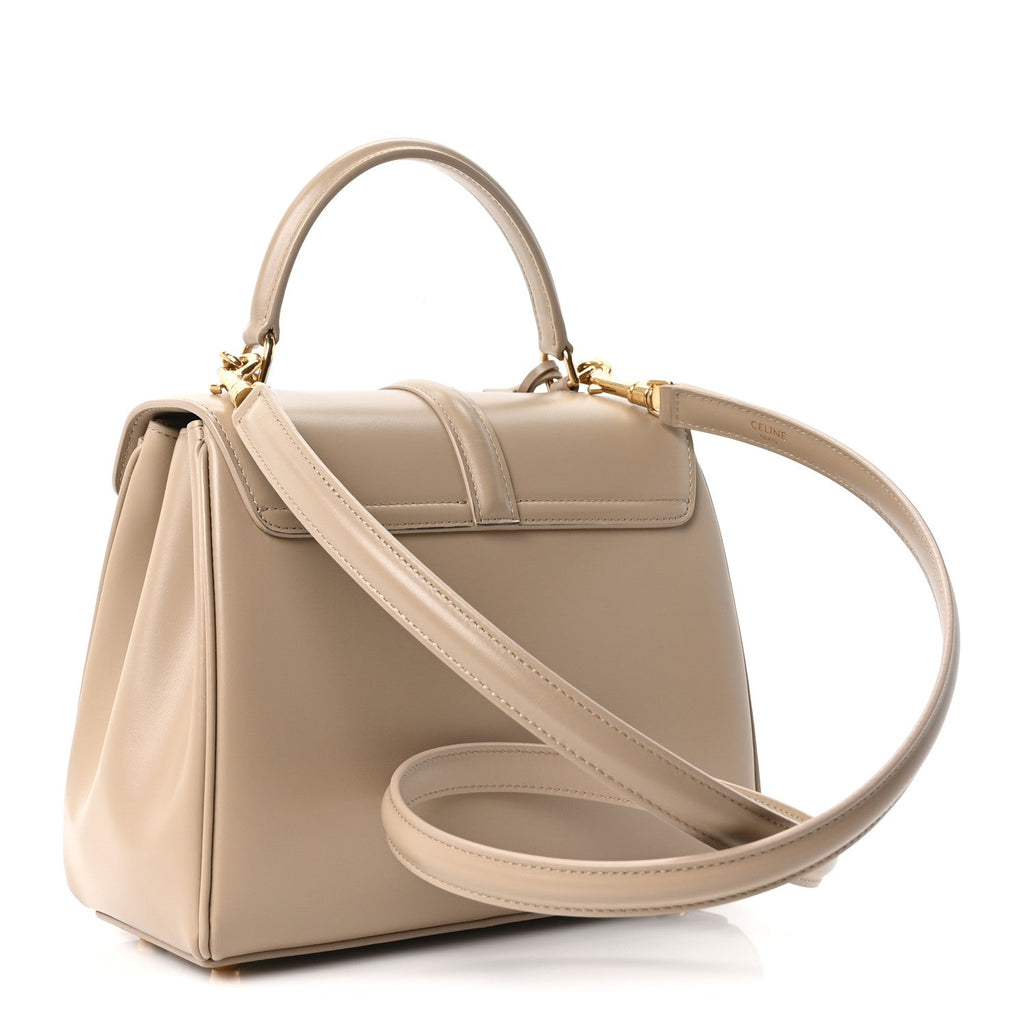 Celine Satinated Calfskin Small 16 Top Handle Bag Nude side view