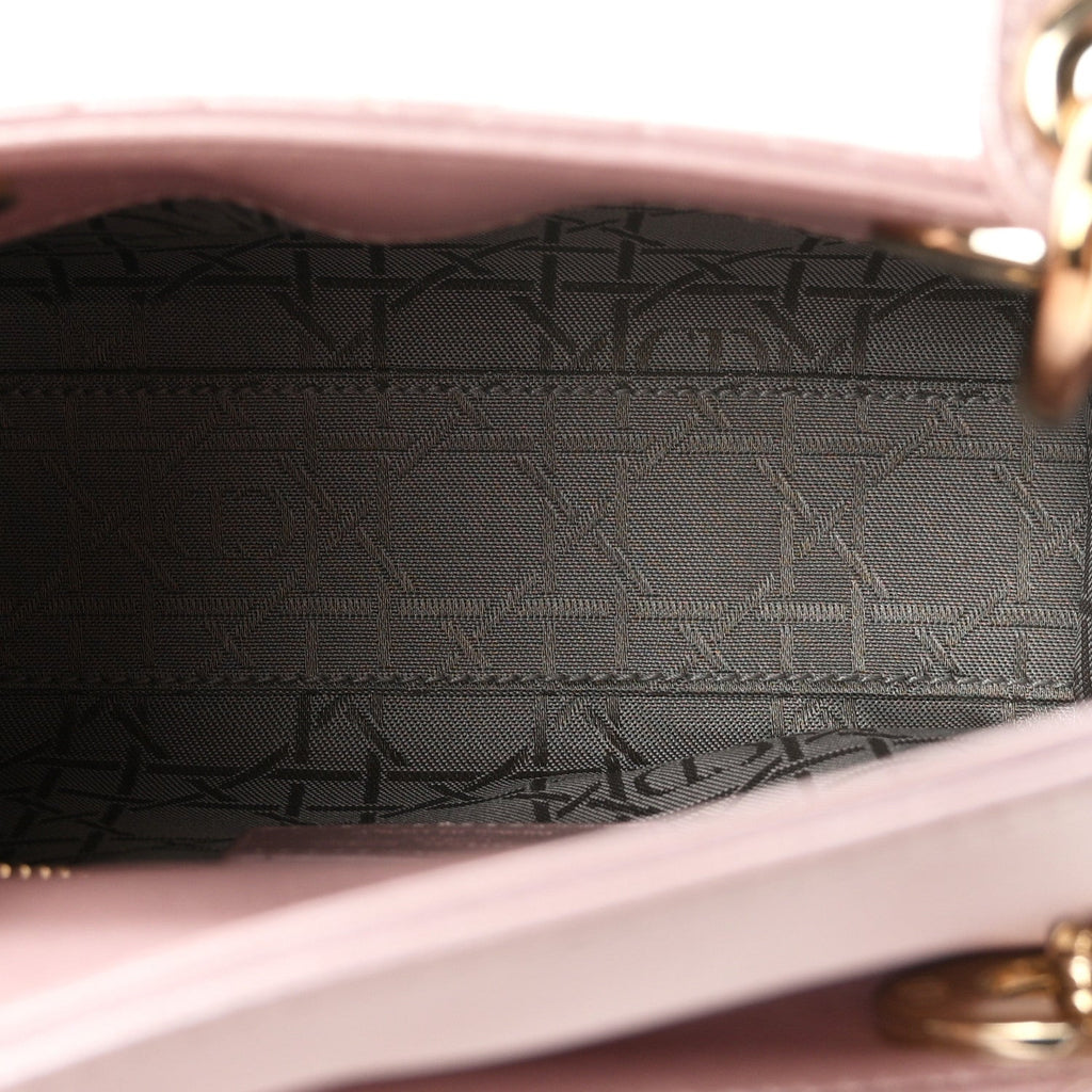 Dior Metallic Lambskin Cannage Mini Lady Dior Lotus