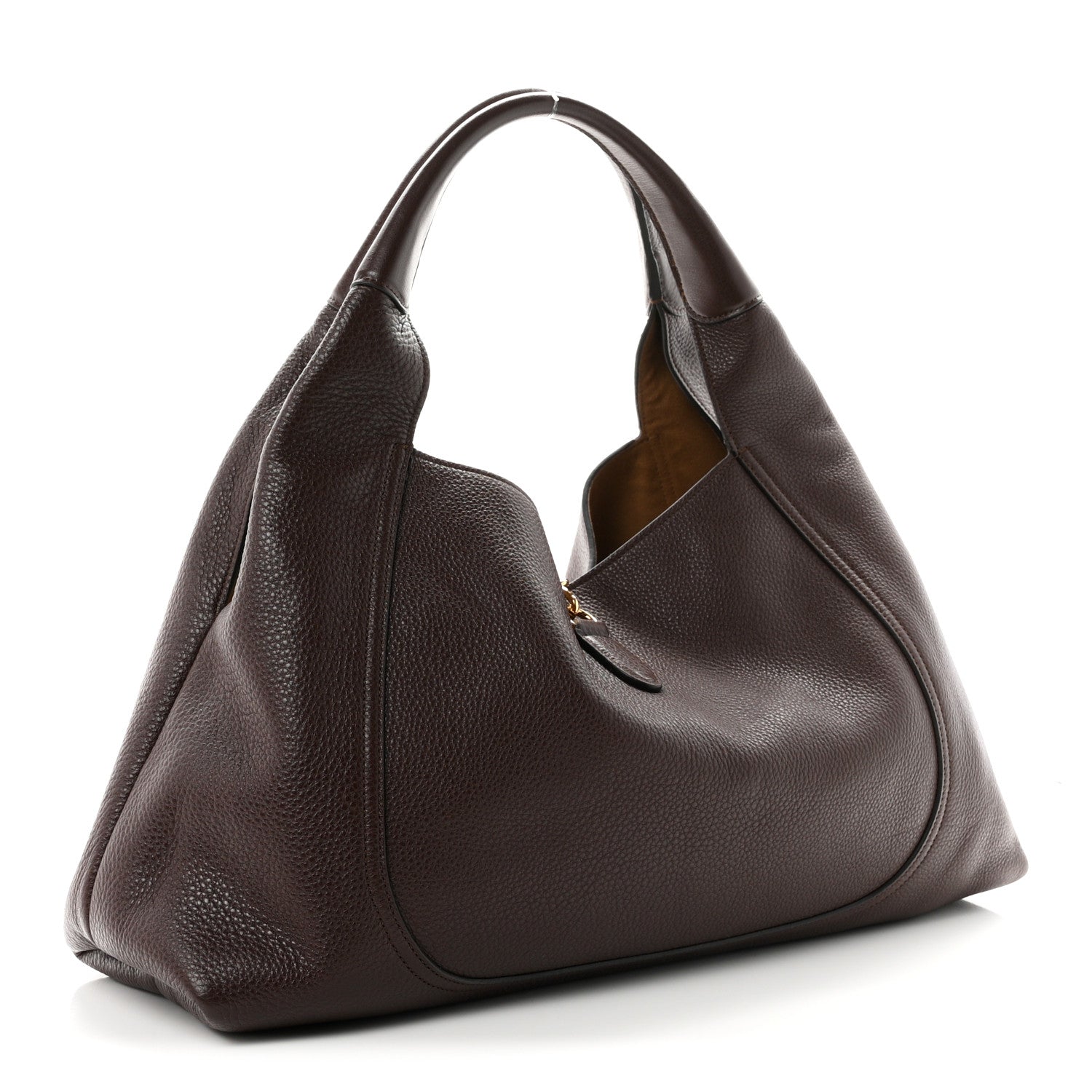 Gucci Grained Calfskin Softbit Maxi Shoulder Bag Dark Brown