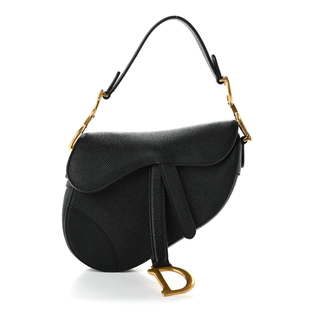 Dior Grained Calfskin Mini Saddle Bag Black