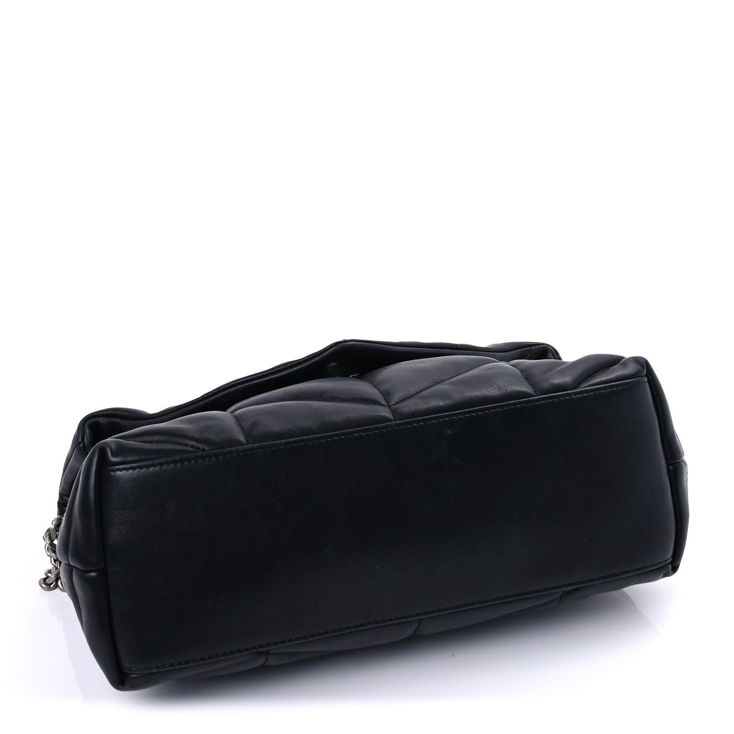Saint Laurent Lambskin Quilted Small Loulou Puffer Monogram Chain Satchel Black