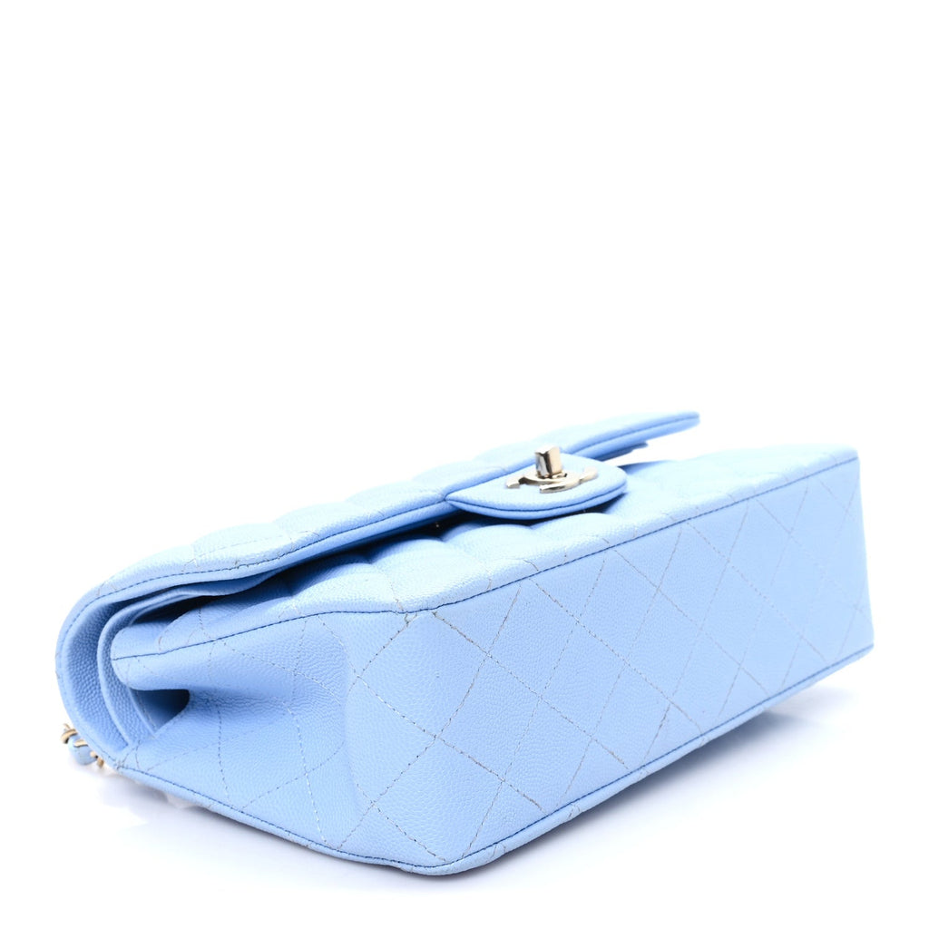 Chanel Caviar Quilted Small Double Flap Light Blue