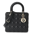 Dior Grained Calfskin Cannage Medium Lady Dior Black