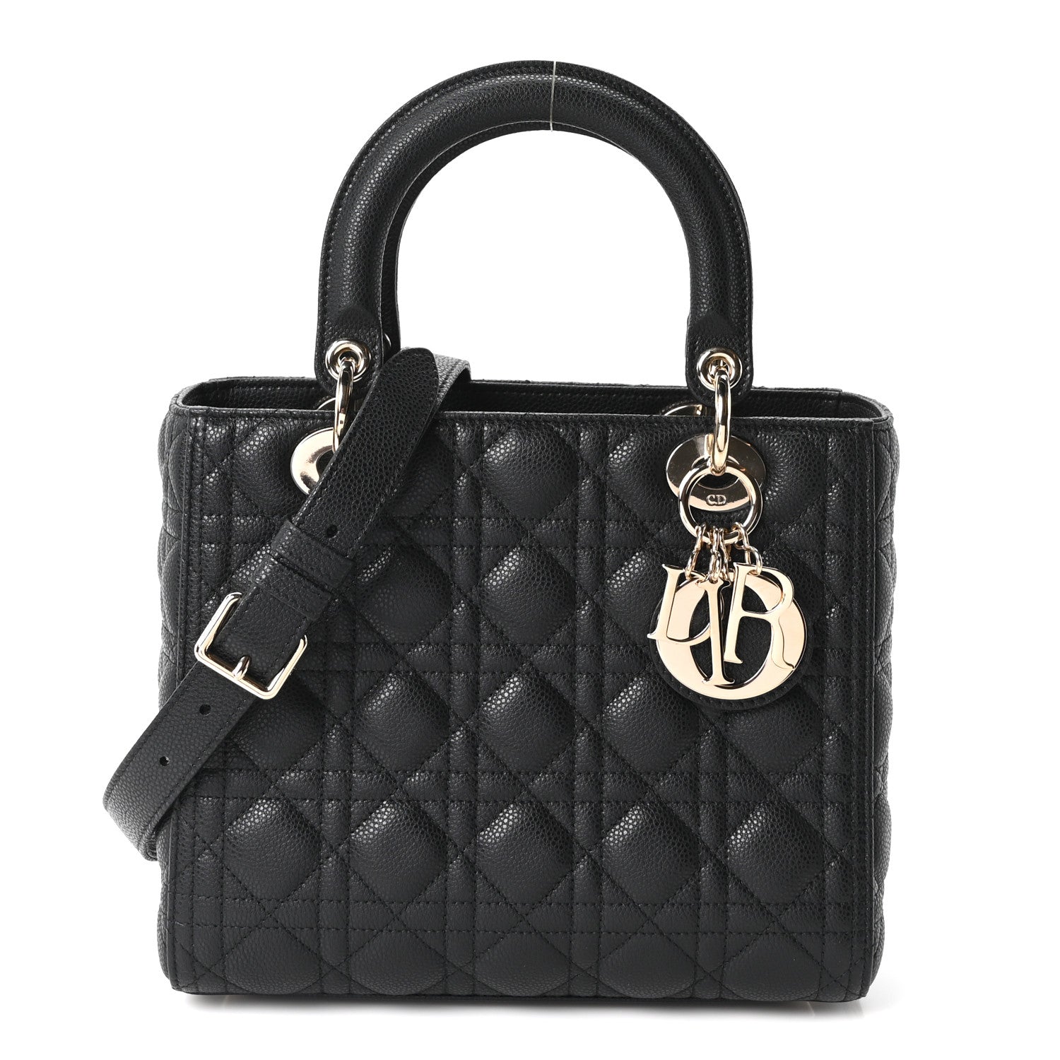 Dior Grained Calfskin Cannage Medium Lady Dior Black
