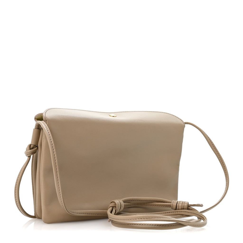 Celine Smooth Lambskin Trio Flap Crossbody Bag Safari