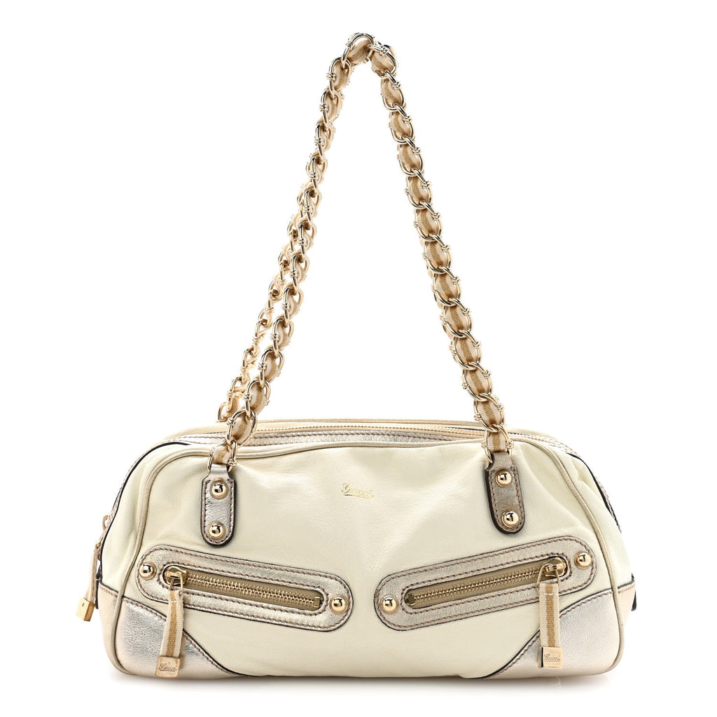 Gucci Goatskin Small Capri Bowler White Gold