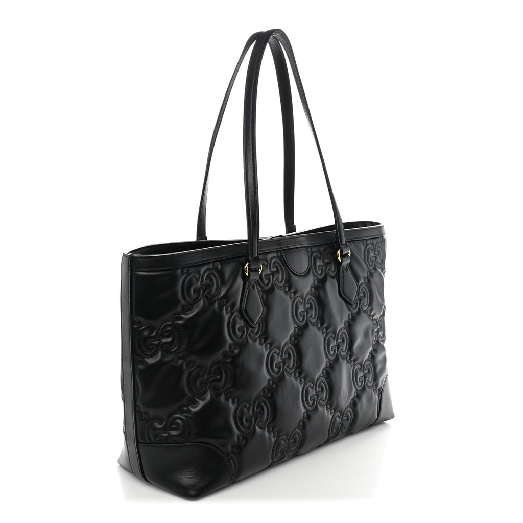 Gucci Calfskin GG Matelasse Medium Ophidia Shopping Tote Black
