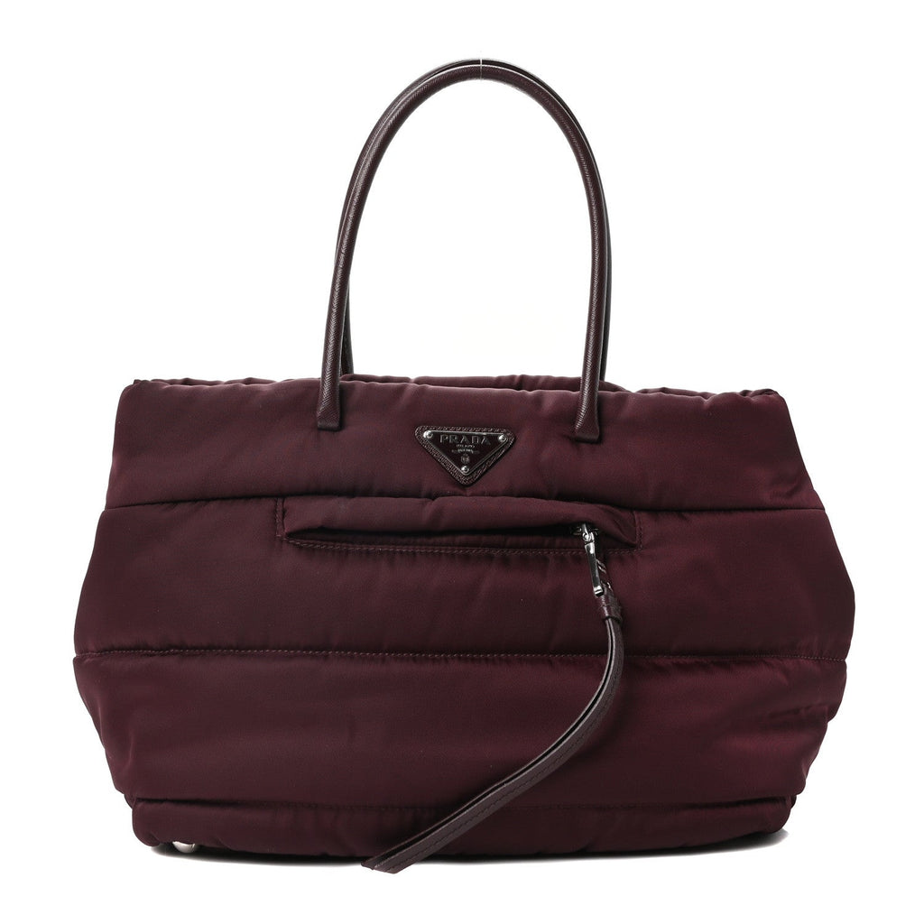 Prada Tessuto Nylon Bomber Tote Bordeaux front view