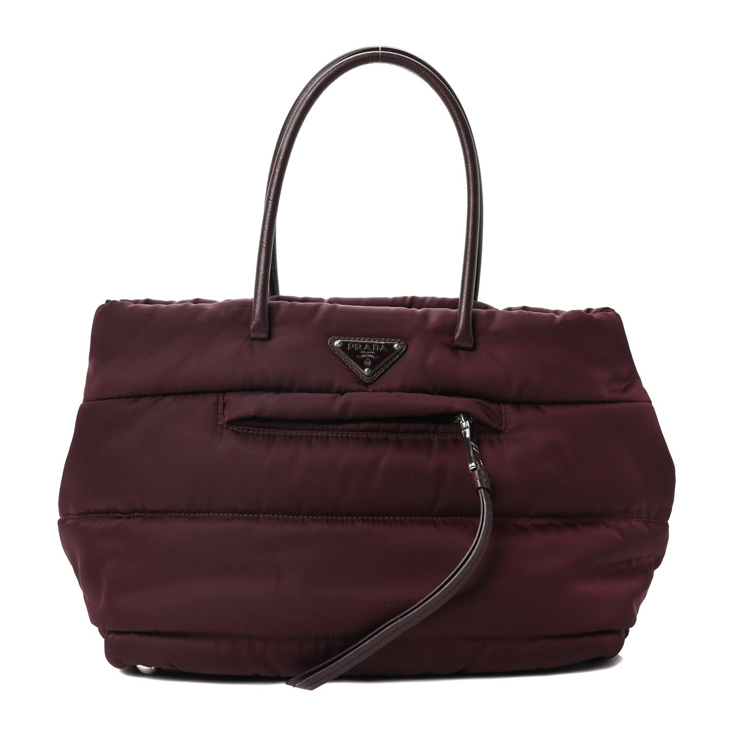 Prada Tessuto Nylon Bomber Tote Bordeaux front view
